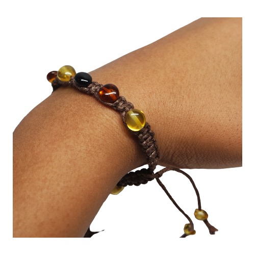 Pulsera De Ámbar Hilo Café